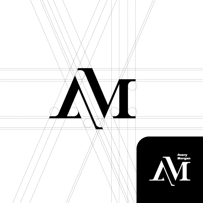The logo is designed with the letter "A/M"