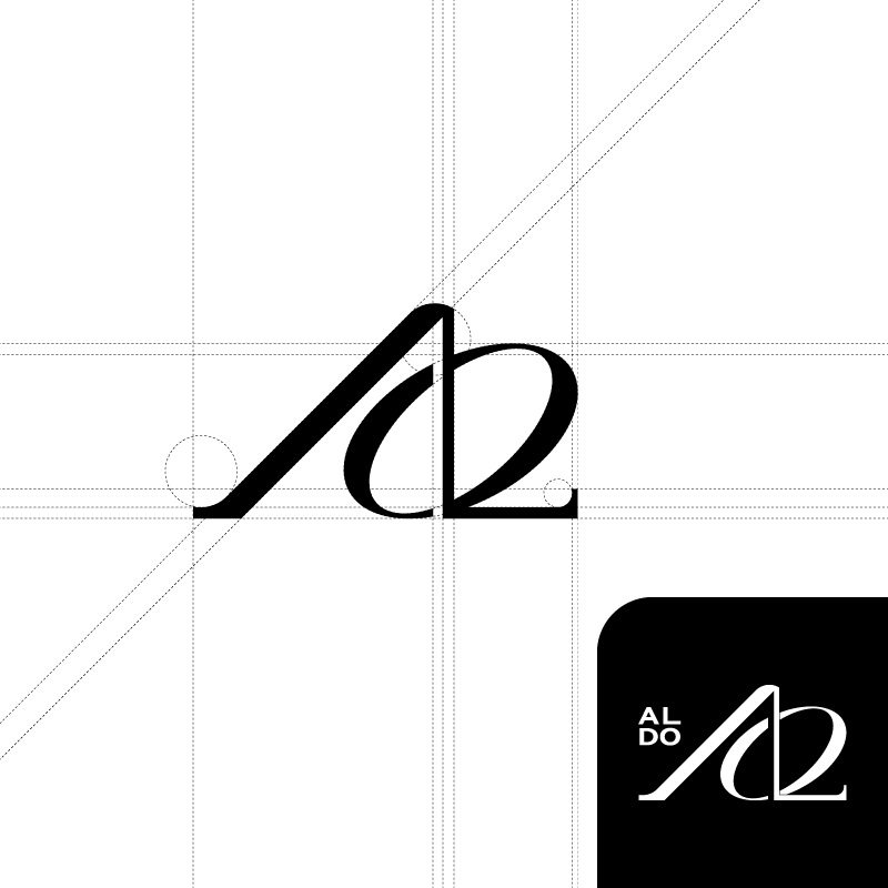 ALDO The logo of a clothing brand is designed with the letters A/L/D/O.